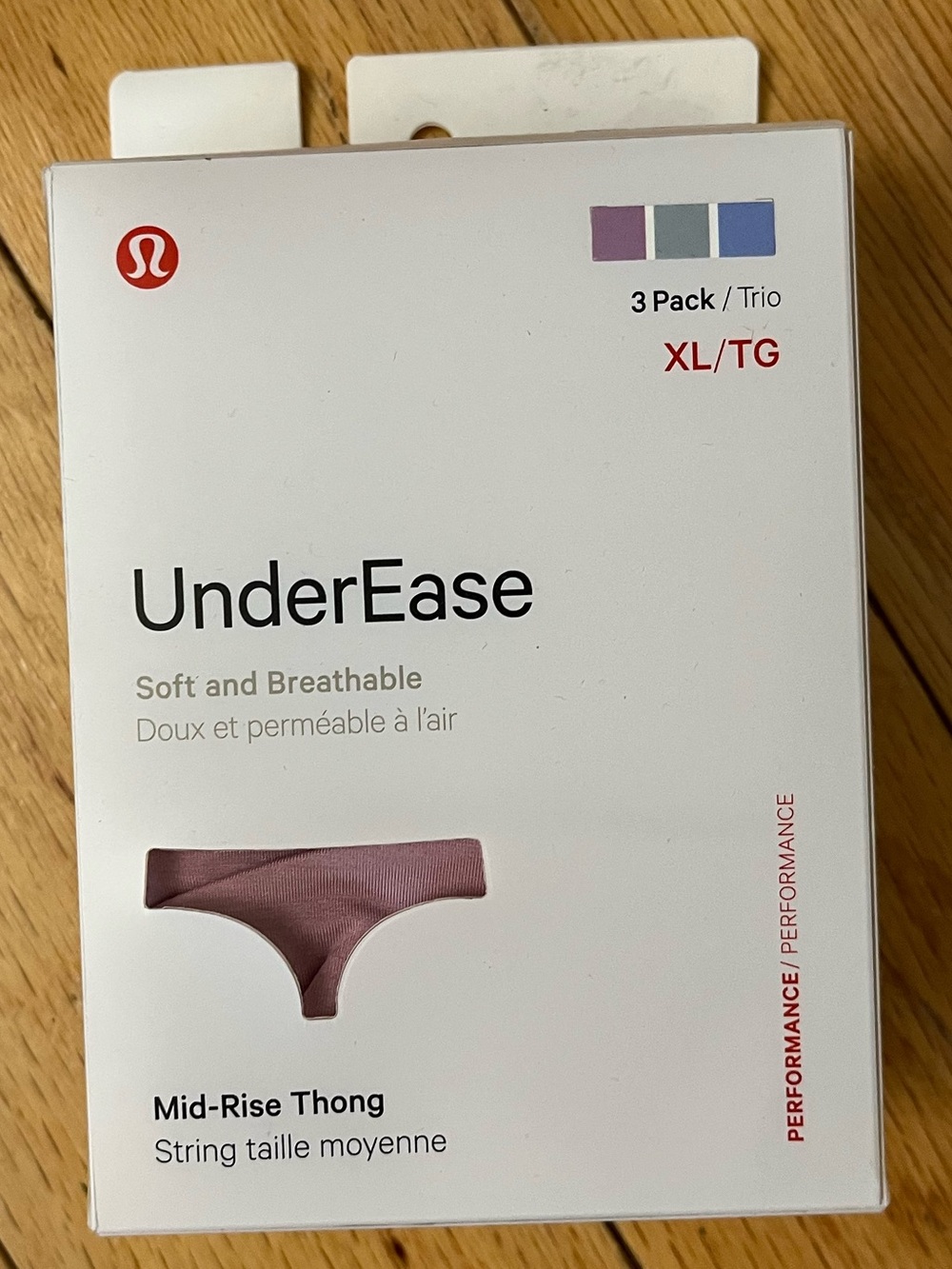 Lululemon UnderEase Thong Underwear 3 Pack Mid Rise